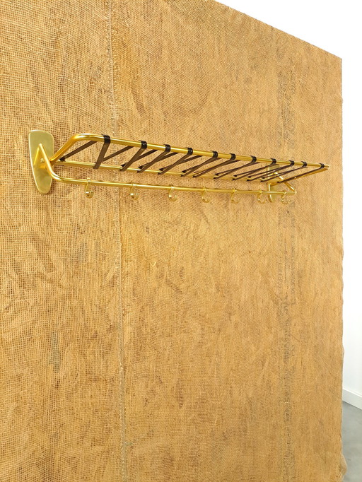 Wall Coat Rack Gold With Hooks And Shelf, No. 2, Wall Coat Rack