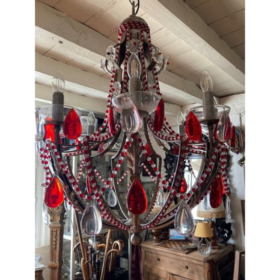 Image 1 of Lampadario vintage in vetro colorato, Spagna 1950