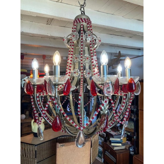 Image 1 of Lampadario vintage in vetro colorato, Spagna 1950