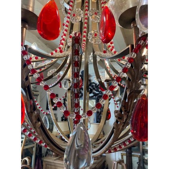 Image 1 of Lampadario vintage in vetro colorato, Spagna 1950