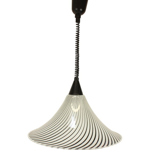 Vintage glass and chrome chandelier, Czechoslovakia 1960