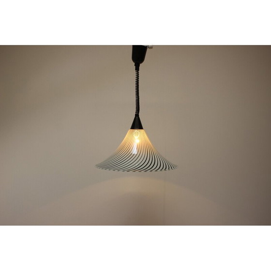Image 1 of Vintage glass and chrome chandelier, Czechoslovakia 1960