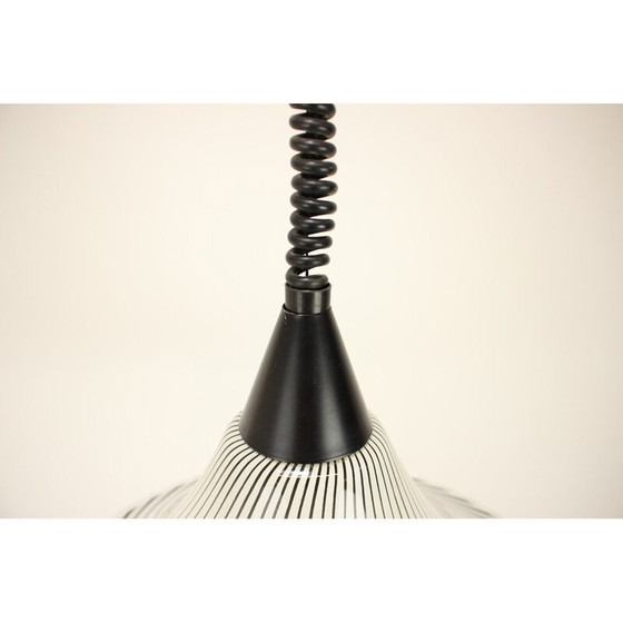 Image 1 of Vintage glass and chrome chandelier, Czechoslovakia 1960