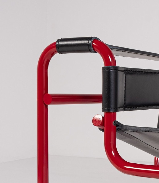 Image 1 of Knoll Wassily B3 Red Matte-New-Unused Series 2024 In Black Leather By Marcel Breuer