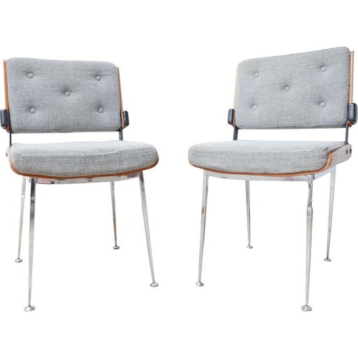 Vintage leather and bentwood chairs by Alain Richard, France 1960