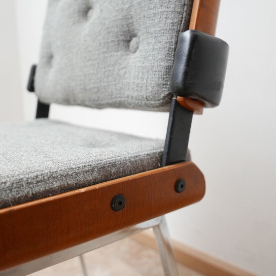 Image 1 of Sedie vintage in pelle e legno curvato di Alain Richard, Francia 1960