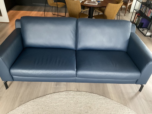 Montel Blue Leather Sofa