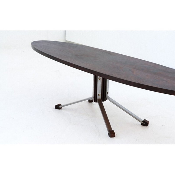 Image 1 of Vintage oval coffee table in iron and rosewood, Italy 1960