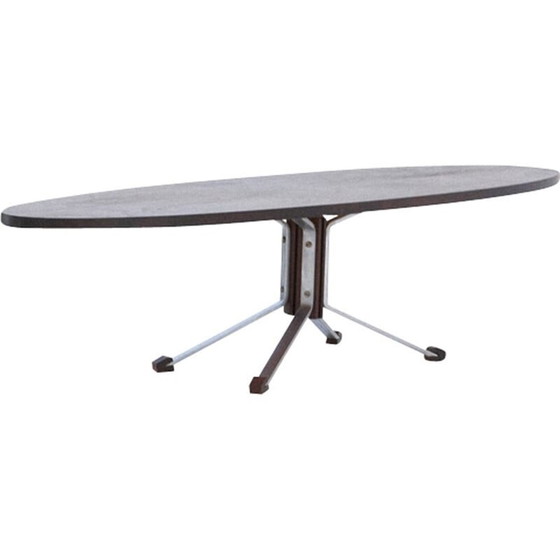 Image 1 of Vintage oval coffee table in iron and rosewood, Italy 1960