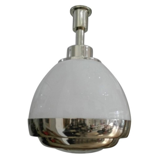 Vintage white frosted glass suspension by Pia Guidetti Crippa for Lumi, 1960
