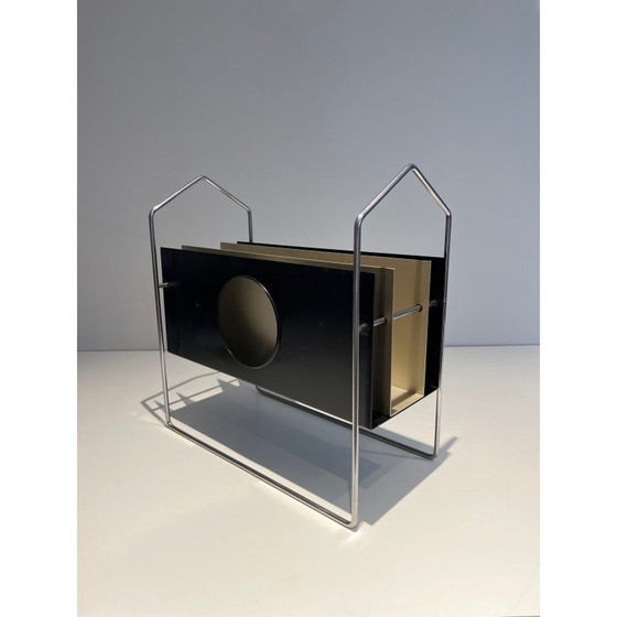 Image 1 of Vintage chrome-plated metal magazine rack, France 1970