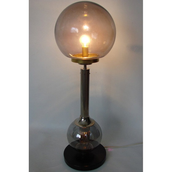 Image 1 of Vintage nickel-plated steel and glass table lamp, 1970s