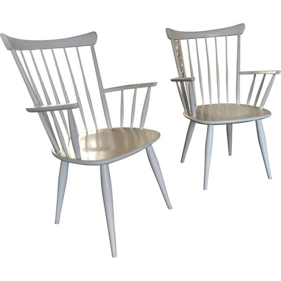 Image 1 of Coppia di poltrone vintage con steli bianchi, 1950
