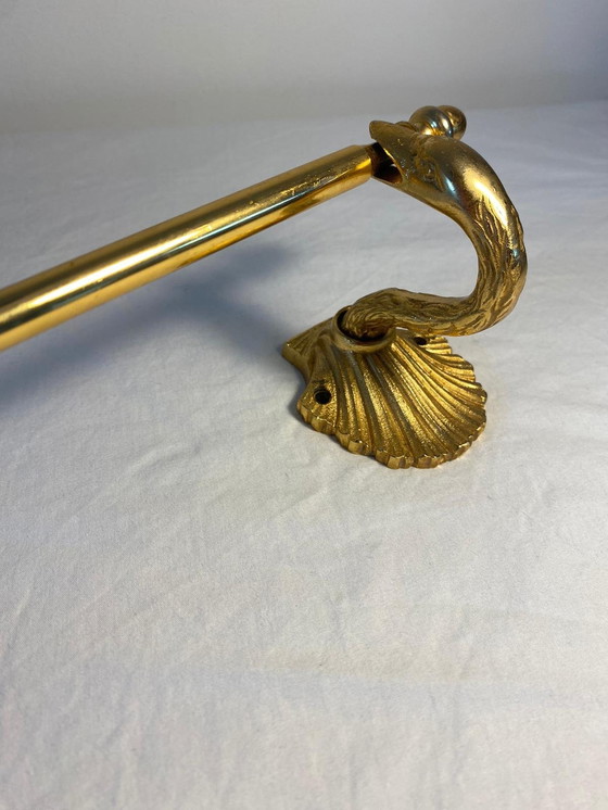 Image 1 of Swan Towel Holder Brass