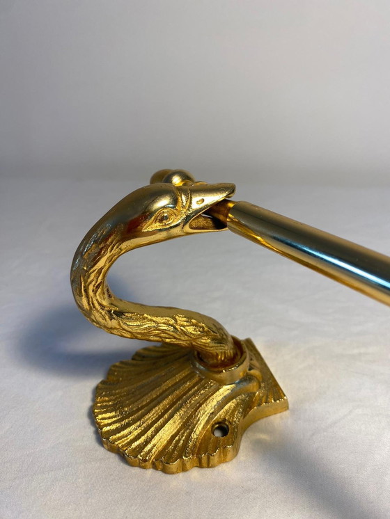 Image 1 of Swan Towel Holder Brass