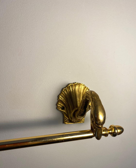 Image 1 of Swan Towel Holder Brass