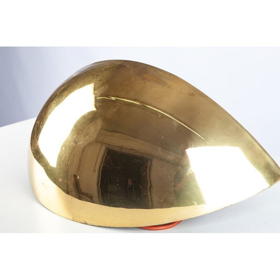 Image 1 of Vintage wall lamp in gold and white metal, Italy 1960
