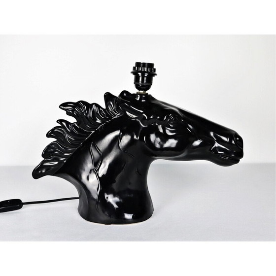 Image 1 of Vintage ceramic horsehead lamp, 1980