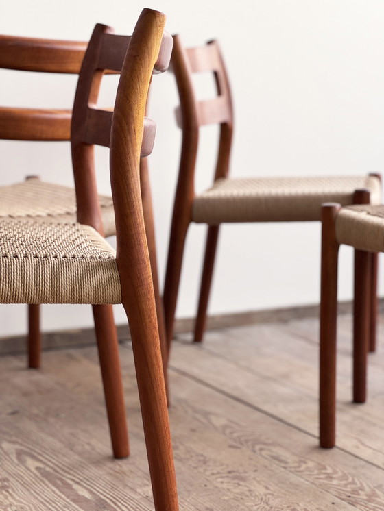 Image 1 of Mid-Century Danish Model 84 Chairs in Teak by Niels O. Møller for J.L. Moller, 1950, Set of 4