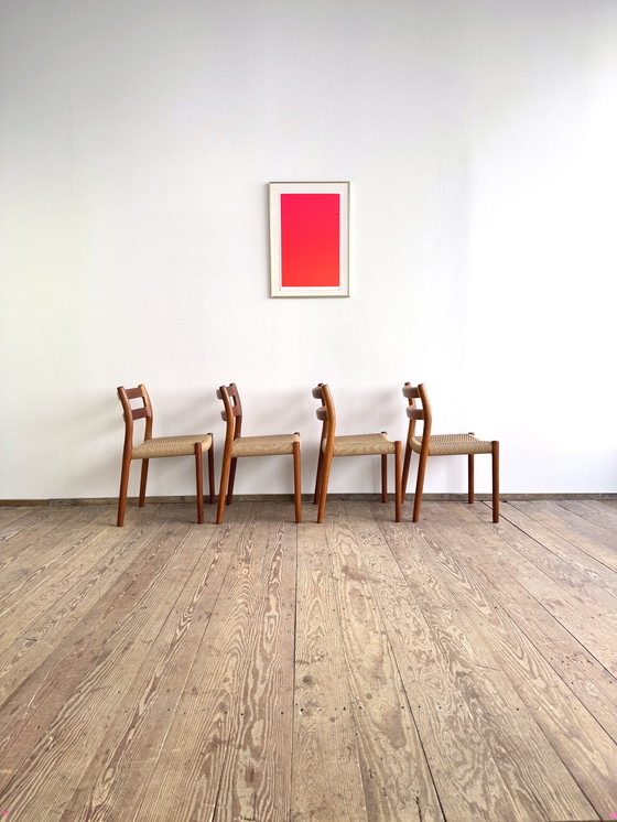 Image 1 of Mid-Century Danish Model 84 Chairs in Teak by Niels O. Møller for J.L. Moller, 1950, Set of 4