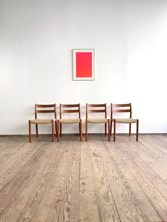 Image 1 of Mid-Century Danish Model 84 Chairs in Teak by Niels O. Møller for J.L. Moller, 1950, Set of 4