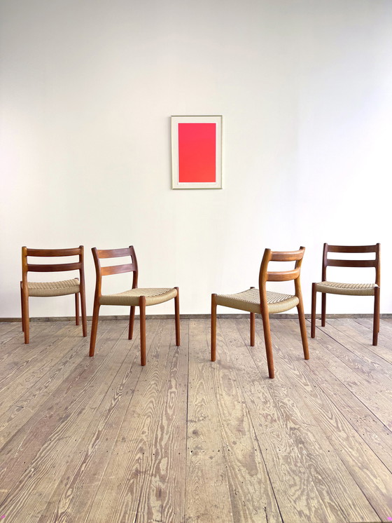 Image 1 of Mid-Century Danish Model 84 Chairs in Teak by Niels O. Møller for J.L. Moller, 1950, Set of 4