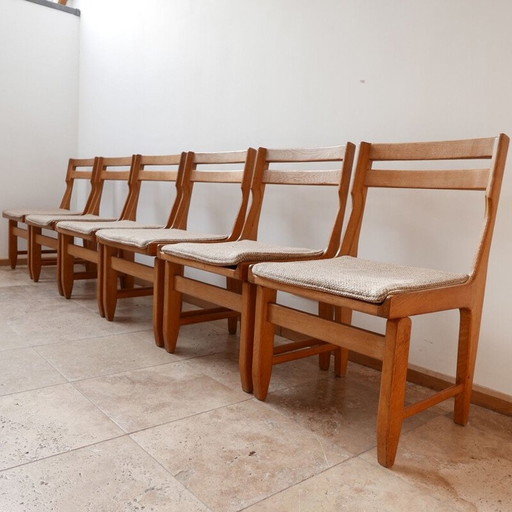 Vintage Oak Dining Chairs by Guillerme et Chambron, France 1960s