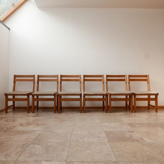 Image 1 of Vintage Oak Dining Chairs by Guillerme et Chambron, France 1960s