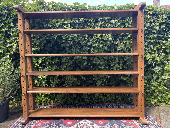 Image 1 of Wabi-Sabi Brutalist Solid Oak Wall Unit/Bookcase