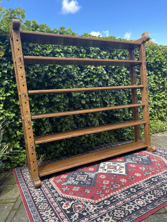 Image 1 of Wabi-Sabi Brutalist Solid Oak Wall Unit/Bookcase