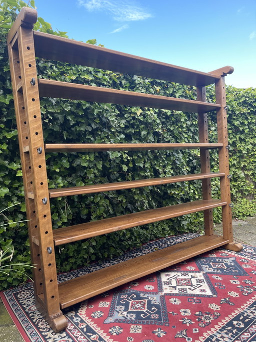 Wabi-Sabi Brutalist Solid Oak Wall Unit/Bookcase