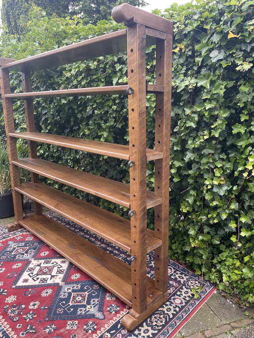 Wabi-Sabi Brutalist Solid Oak Wall Unit/Bookcase