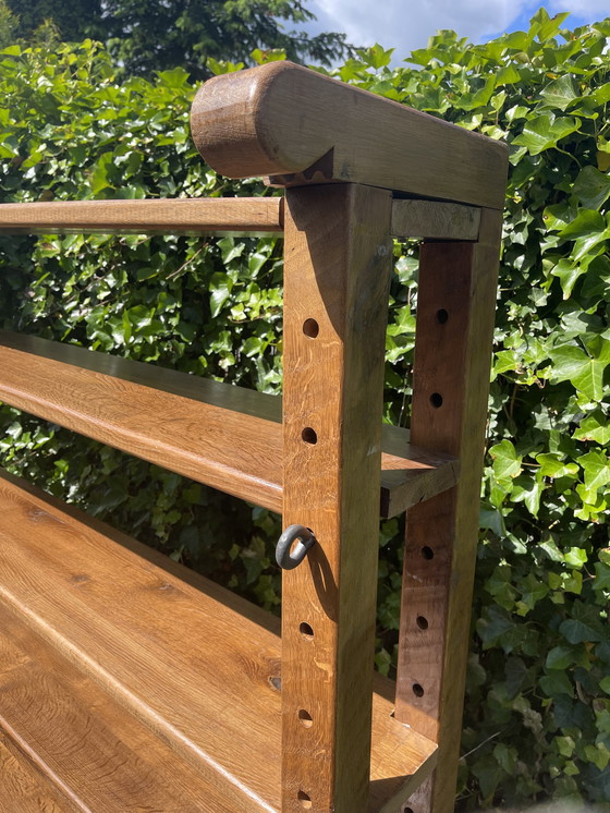 Image 1 of Wabi-Sabi Brutalist Solid Oak Wall Unit/Bookcase