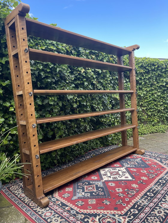 Image 1 of Wabi-Sabi Brutalist Solid Oak Wall Unit/Bookcase