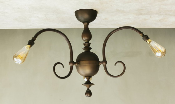 Image 1 of Lampadario in ottone a 3 lampade 