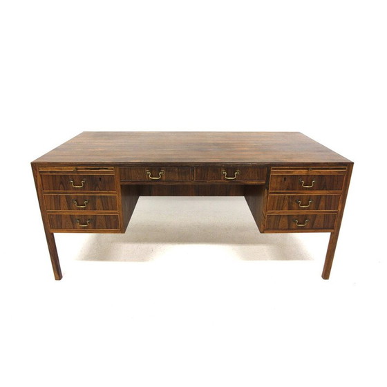 Image 1 of Scandinavian vintage rosewood desk by Ole Wanscher for A.J Iversen, Denmark 1950
