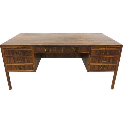 Scandinavian vintage rosewood desk by Ole Wanscher for A.J Iversen, Denmark 1950