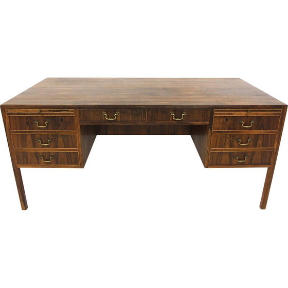 Image 1 of Scandinavian vintage rosewood desk by Ole Wanscher for A.J Iversen, Denmark 1950