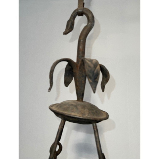 Image 1 of Vintage wrought iron chandelier with 12 lights, France 1940