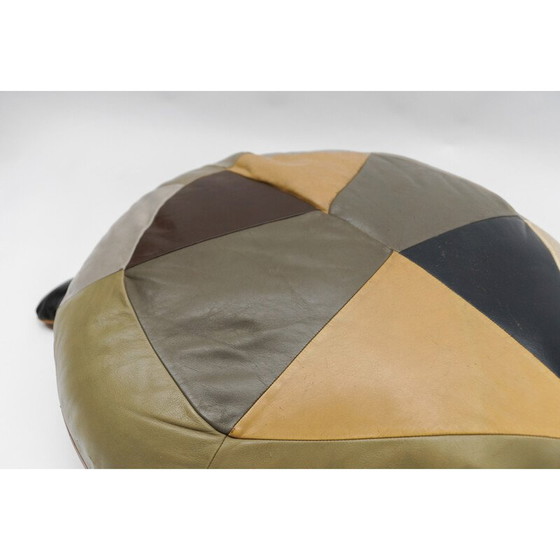 Image 1 of Set of 3 vintage leather turtle poufs, Switzerland 1960
