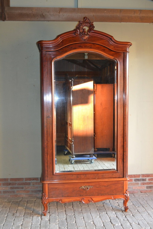 Antique Mahogany Wooden Mirror Cabinet, Wardrobe