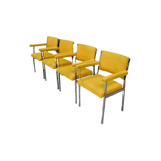 Image 1 of Set of 4 vintage chromed metal armchairs, 1970