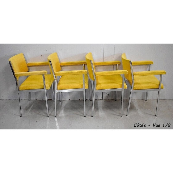 Image 1 of Set of 4 vintage chromed metal armchairs, 1970