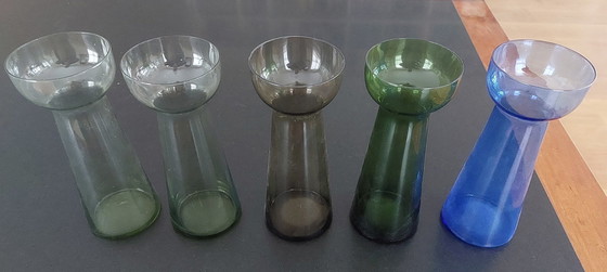 Image 1 of 5 Old Hyacinth Vases Bulb Glasses