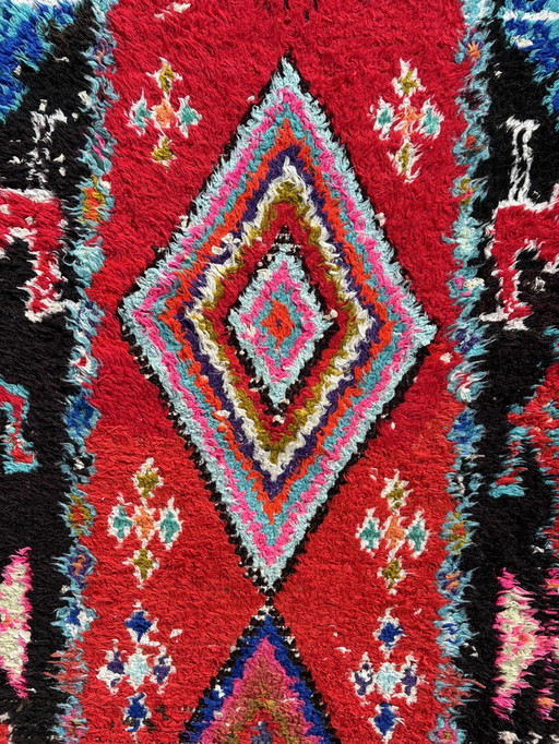 Tapis marocain en coton tissé à la main, rouge