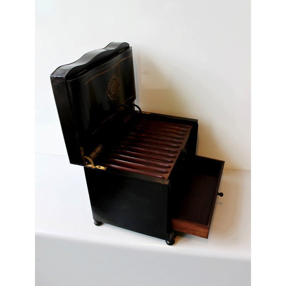 Image 1 of Scatola per sigari vintage in legno di pero annerito