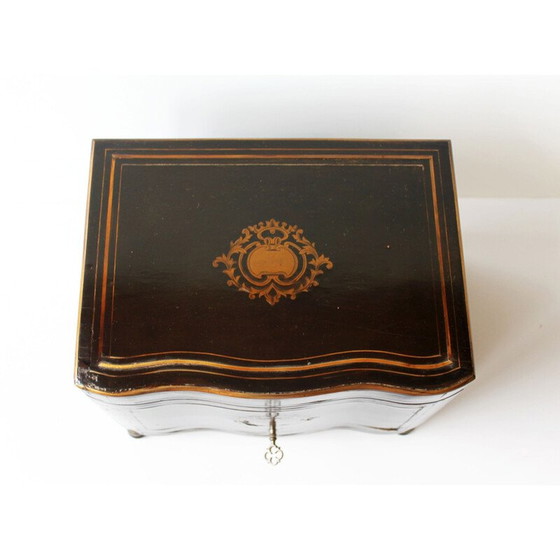 Image 1 of Scatola per sigari vintage in legno di pero annerito