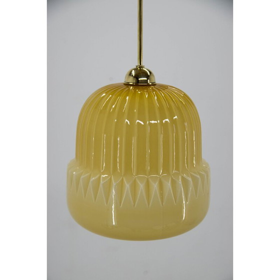 Image 1 of Mid-century glass and brass pendant lamp, 1960s