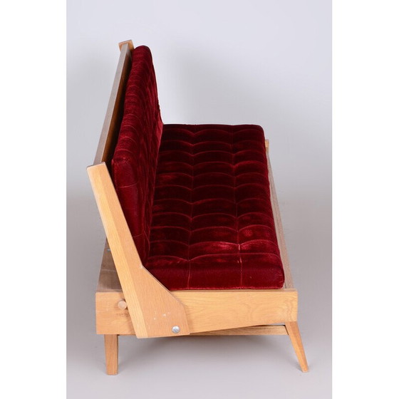 Image 1 of Mid century oakwood sofa with upholstery, Czechoslovakia 1950s