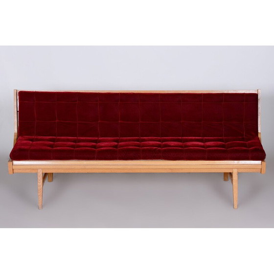 Image 1 of Mid century oakwood sofa with upholstery, Czechoslovakia 1950s